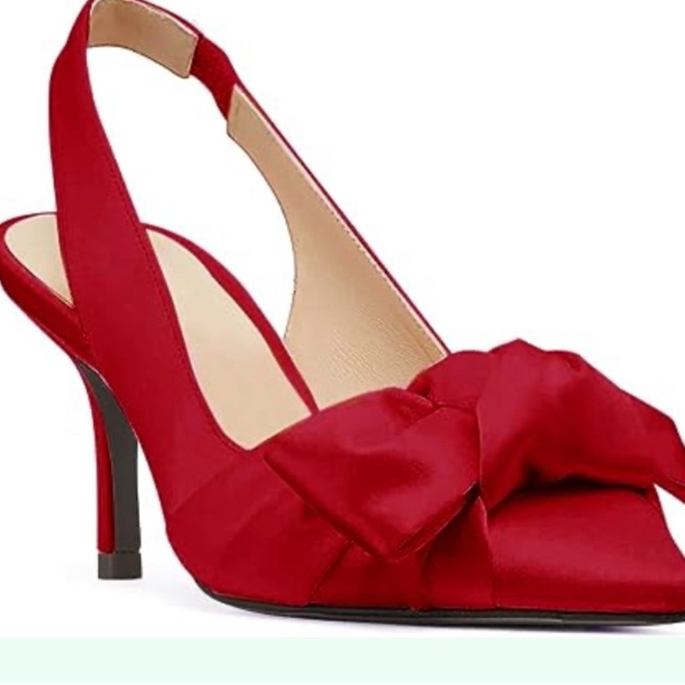 PiePieBuy Women’s Pointed Toe Bow Mules Mid Heels Slip on Backless Stiletto Heel